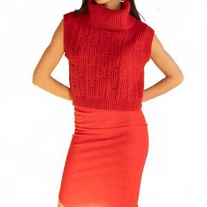 NEW KERISMA marlene sleeveless turtleneck sweater in red queen